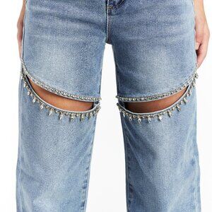 Tractr Blu Crystal Slit Straight, Girls Jeans, NWT, Size 8